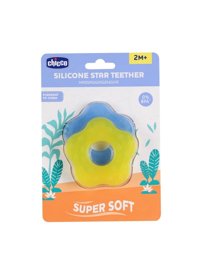 Chicco Teether Supersoft Star 2M+ 2Pc Blue + Yellow - Image 1